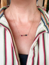 Load image into Gallery viewer, Gemstone Baguette Bar Dainty Necklace