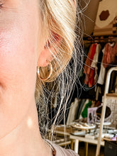 Load image into Gallery viewer, Magnolia Hammered Gold Hoop Earring