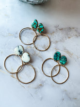 Load image into Gallery viewer, Teardrop Turquoise Gold Fill Hoops