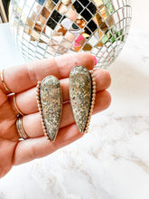 Load image into Gallery viewer, Sediment Jasper Gold Beaded Statement Earrings