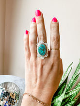 Load image into Gallery viewer, Stamped Detail Turquoise Statement Ring size 7