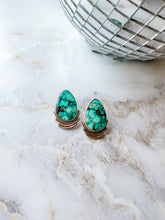 Load image into Gallery viewer, Mixed Metal Turquoise Teardrop Statement Earrings