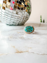 Load image into Gallery viewer, Chunky Sideways Turquoise Statement Ring Size 7.5