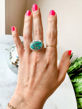 Load image into Gallery viewer, Chunky Sideways Turquoise Statement Ring Size 7.5
