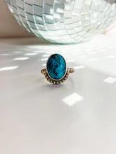 Load image into Gallery viewer, Mixed Metals Turquoise Mini Halo Ring size 8