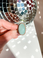 Load image into Gallery viewer, Aquamarine Mixed Metals Halo Statement Ring size 6.5