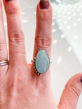 Load image into Gallery viewer, Aquamarine Mixed Metals Mini Halo Statement Ring size 7