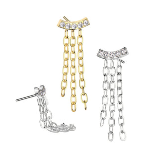 Triple Chain Flat Back Earring