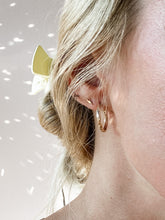 Load image into Gallery viewer, Magnolia Hammered Gold Hoop Earring