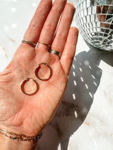 Load image into Gallery viewer, Magnolia Hammered Gold Hoop Earring