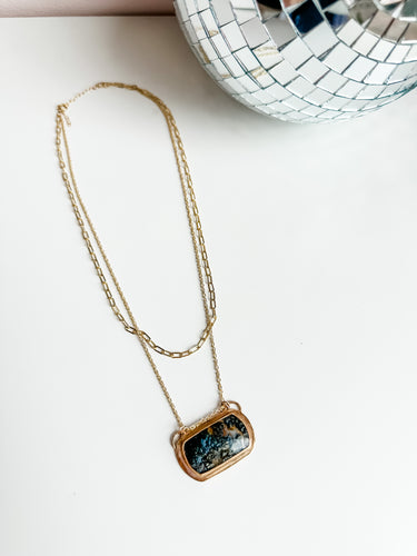 Moss Agate Double Up Layering Necklace