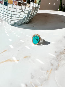 Four Bead Accent Turquoise Ring size 9