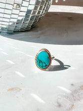 Load image into Gallery viewer, Four Bead Accent Turquoise Ring size 9
