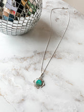 Load image into Gallery viewer, Turquoise Daisy Silver Statement Necklace