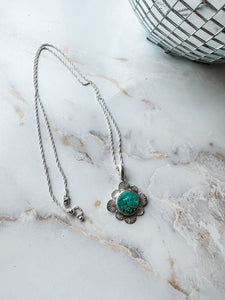 Turquoise Daisy Silver Statement Necklace