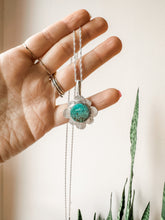 Load image into Gallery viewer, Turquoise Daisy Silver Statement Necklace