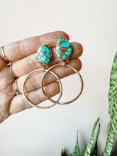 Load image into Gallery viewer, Teardrop Turquoise Gold Fill Hoops
