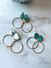Load image into Gallery viewer, Oval Turquoise Gold Fill Hoops
