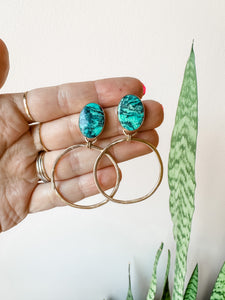 Oval Turquoise Gold Fill Hoops