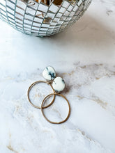 Load image into Gallery viewer, White Variscite Gold Fill Hoop Earrings