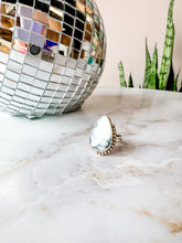 Load image into Gallery viewer, White Variscite Gold Bead Details Statement Ring size 6