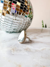 Load image into Gallery viewer, White Variscite Gold Bead Details Statement Ring size 6