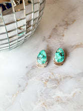 Load image into Gallery viewer, Mixed Metal Turquoise Teardrop Statement Earrings