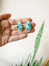 Load image into Gallery viewer, Mixed Metal Turquoise Teardrop Statement Earrings