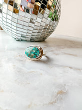 Load image into Gallery viewer, Chunky Sideways Turquoise Statement Ring Size 7.5