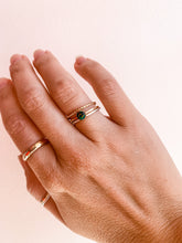 Load image into Gallery viewer, Tiny Black Opal Stacker Gold Ring