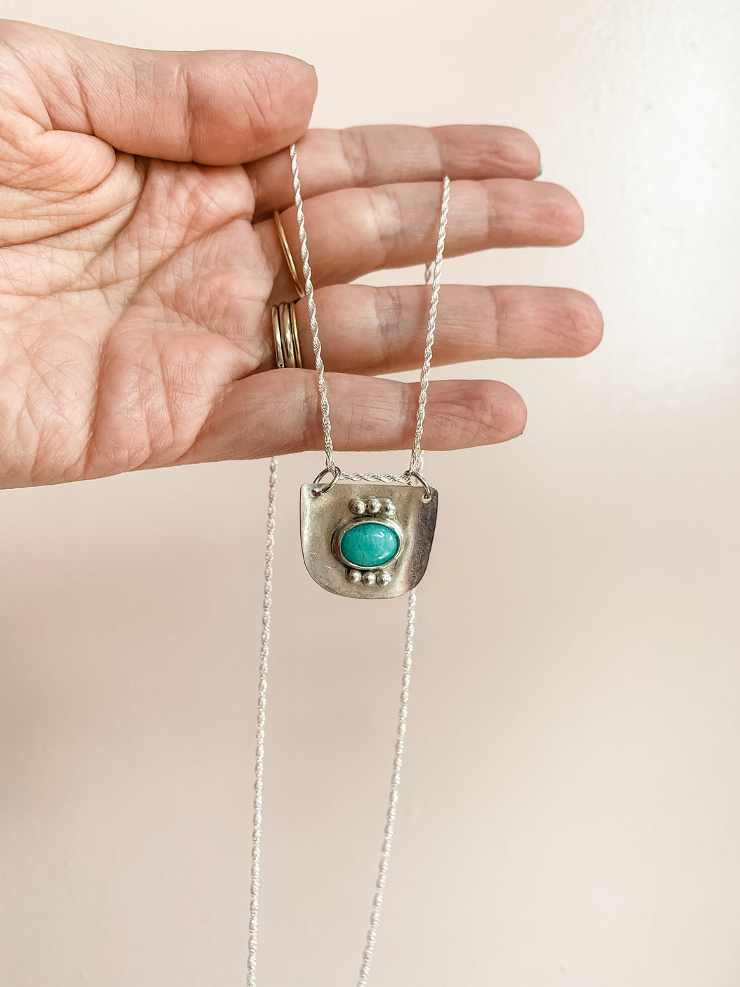 Amazonite Sterling Silver Shield Dainty Necklace