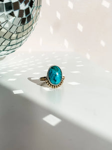 Mixed Metals Turquoise Mini Halo Ring size 8