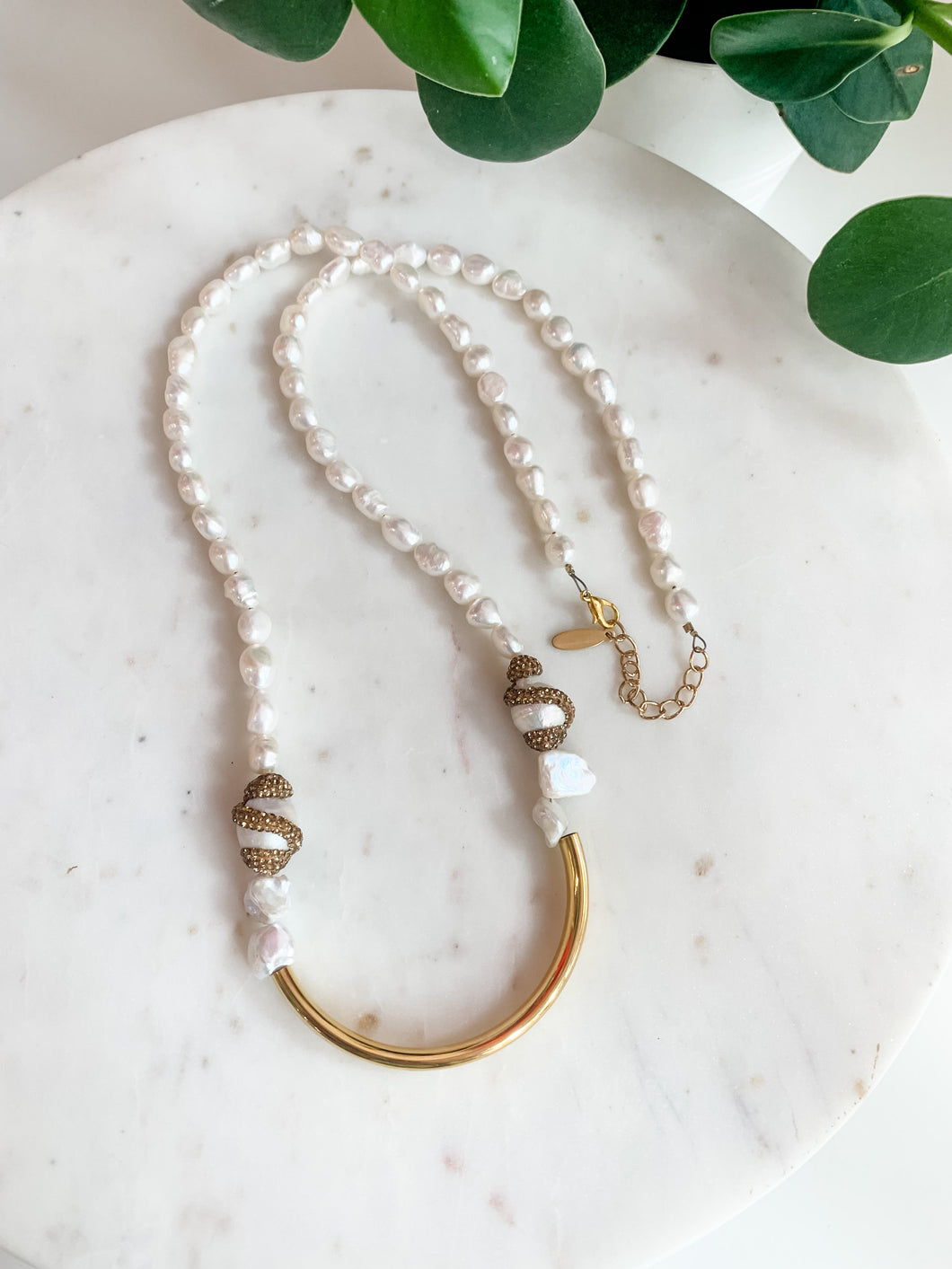 Not Your Mama's Layered Necklace - Pave Pearl