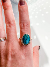 Load image into Gallery viewer, Mixed Metals Turquoise Mini Halo Ring size 8