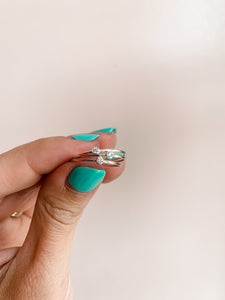 Tiny CZ Stacking Ring - Silver