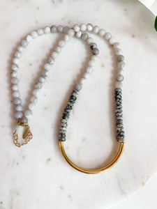 Not Your Mama's Layered Necklace - Cream Agate