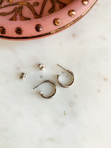 Tiny Sterling Silver Thick Huggie Hoops