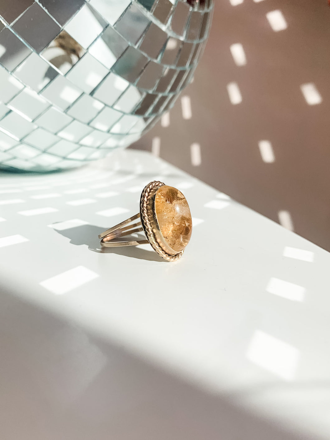 Gold and Citrine Antique Style Ring size 6.5