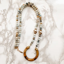 Load image into Gallery viewer, Martha&#39;s Vineyard Pave Accented Pearl and Amazonite Statement Necklace