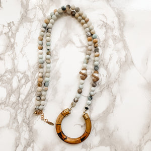 Martha's Vineyard Pave Accented Pearl and Amazonite Statement Necklace