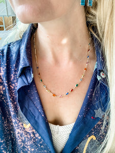 Rainbow Gemstone Layering Necklace