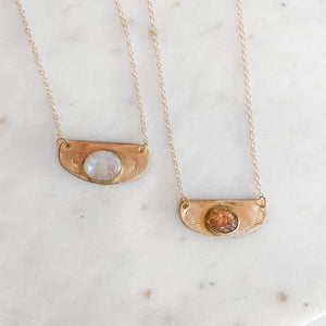 Rising Sun Gold Gemstone Dainty Necklace - Pre order