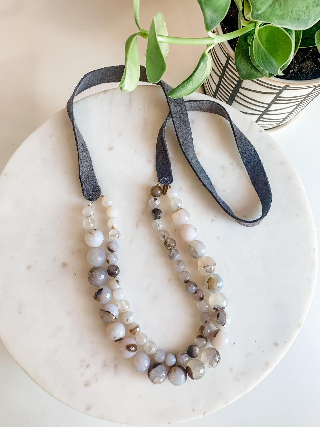 Gray Agate Layered Necklace