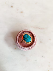 Turquoise Halo Gemstone Ring - 8.5