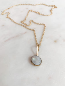 Offset Moonstone Dainty Necklace