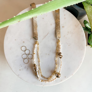 HBIC Gold and Pearl Leather Necklace