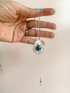 Sterling Silver Turquoise Teardrop Dainty Necklace